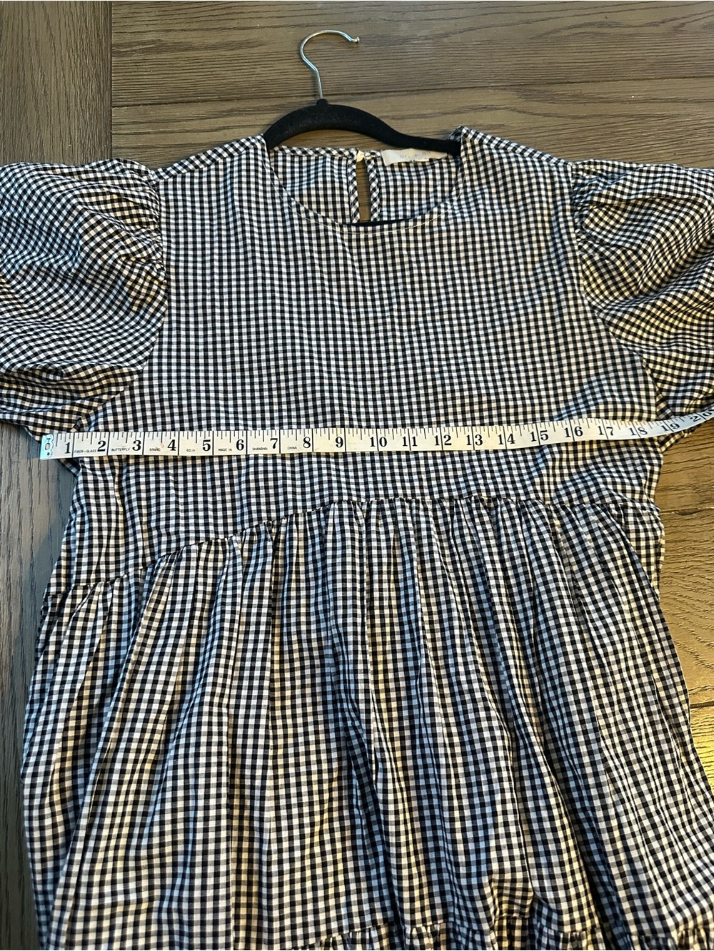 Anthropologie Eri + Ali Black & White Gingham Tiered Maxi Dress Puff Sleeves - Picture 10 of 11